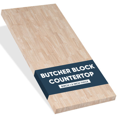Birch Unfinished Solid Wood Butcher Block Countertop for DIY Kitchen Island Tops, Desk Tops, Table Tops, Storage Shelves,..
