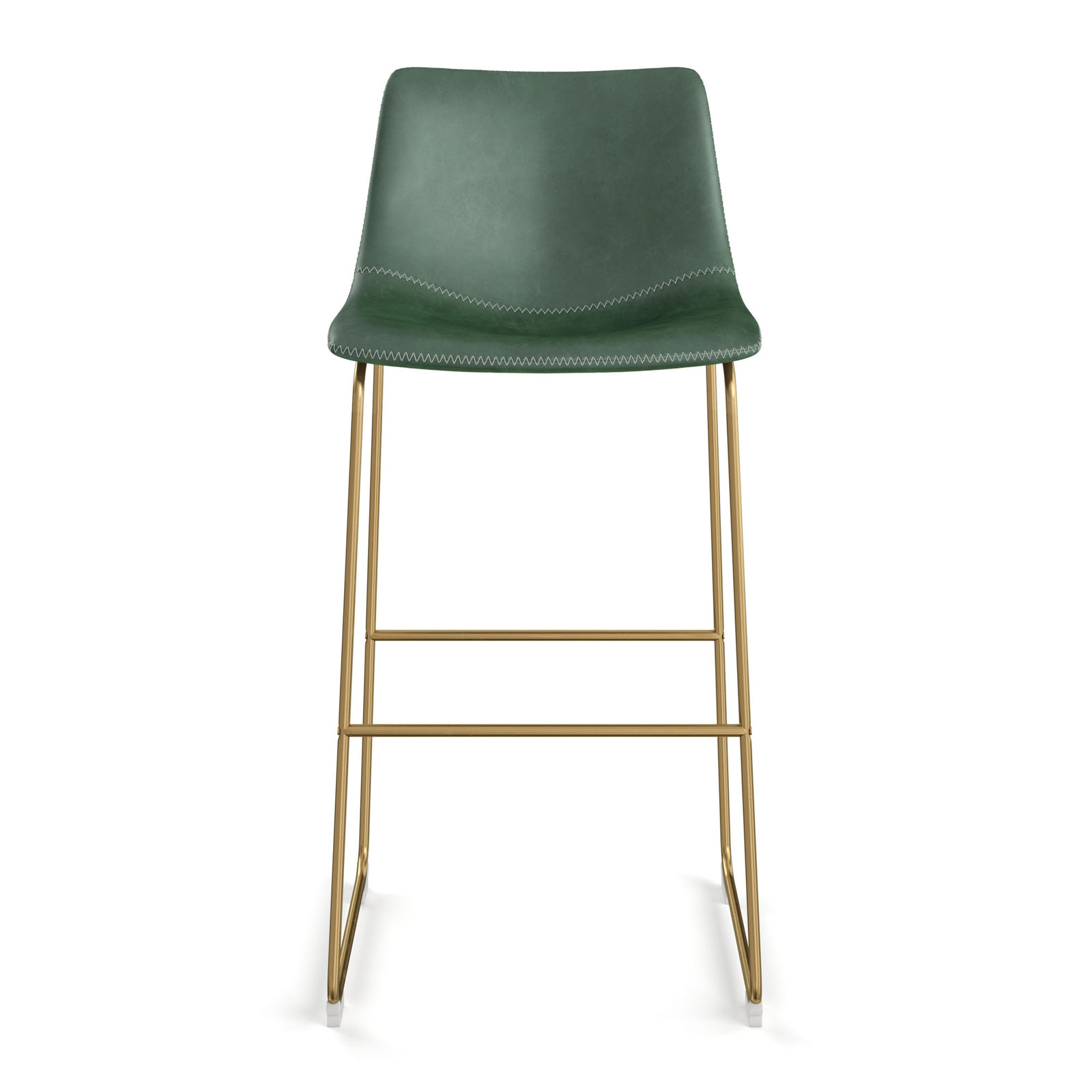 Nia Vegan Leather Bar & Counter Stool, Bar Stool (29" Seat Height), Green, Gold