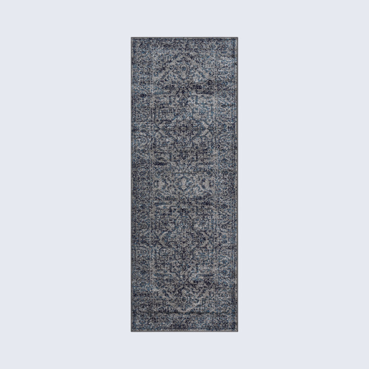 Ingrid Machine Woven Oriental Navy Area Rug