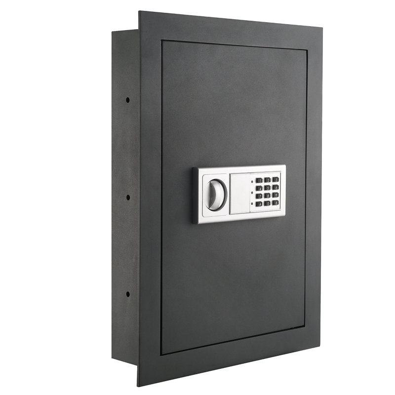 Dark Gray Steel Electronic Lock In-Wall Safe with LED Keypad