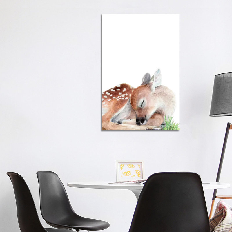 Woodland Sleeping Fawn - Wrapped Canvas Painting, 101.6 cm H x 66.04 cm W