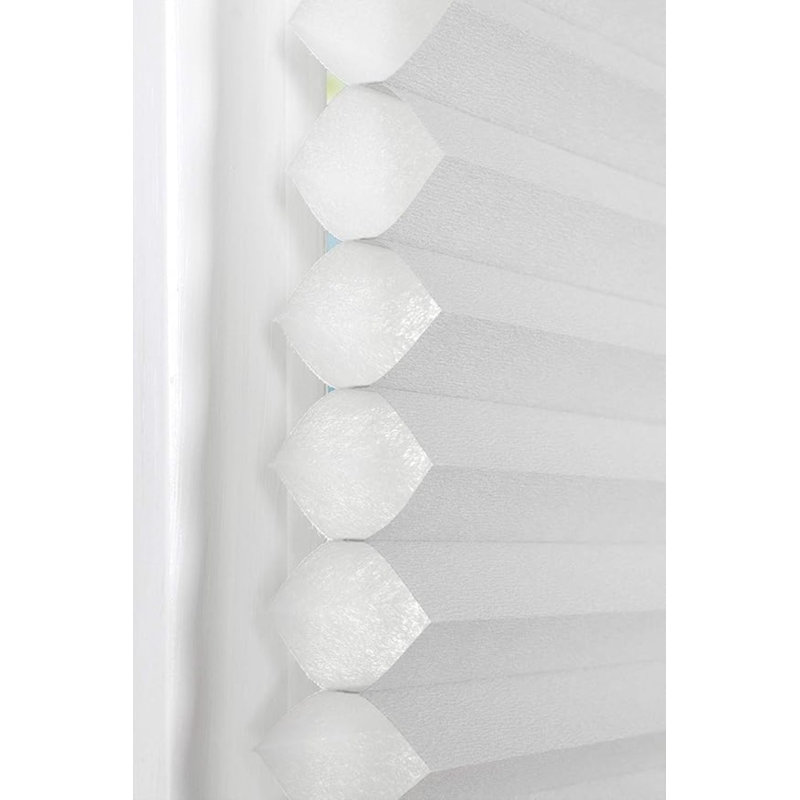 Cordless Semi Sheer Wood Cellular Shade, 34"W x 72"H, White