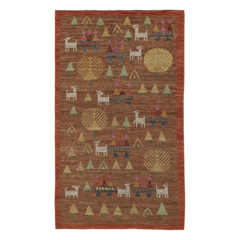 Handmade Wool Geometric Area Rug, Rectangle 4' x 6'