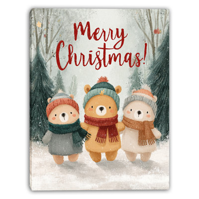 «Woodland Bears Christmas», art mural sur toile