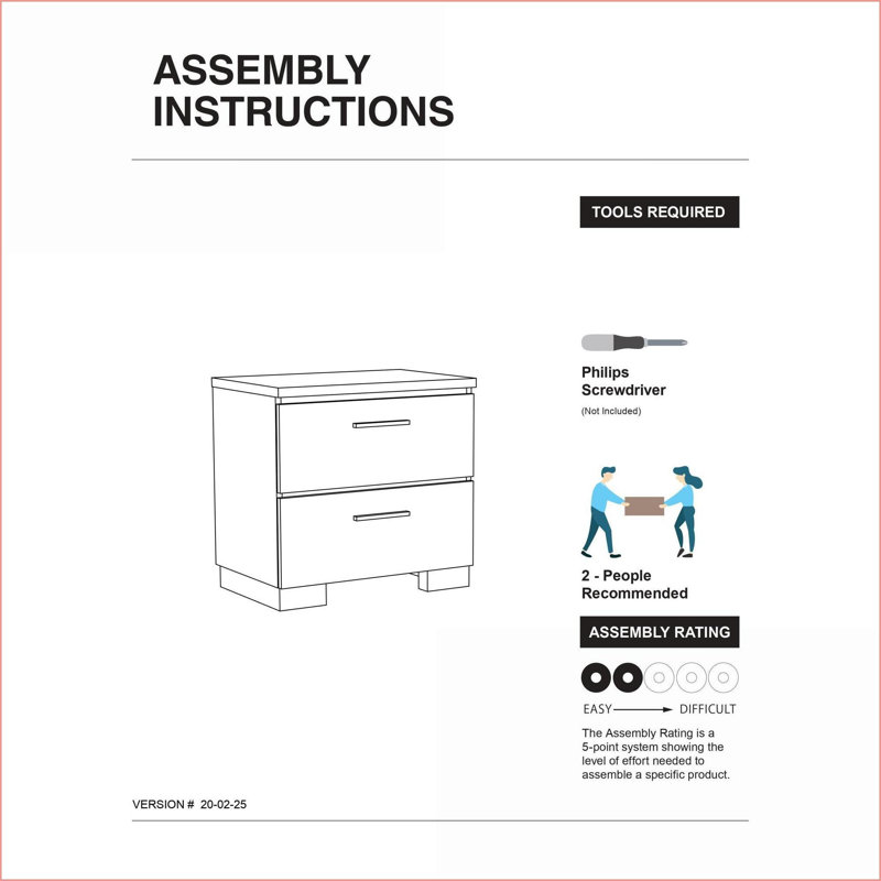 Contemporary Black High-Gloss Nightstand with USB &amp; Chrome Accents