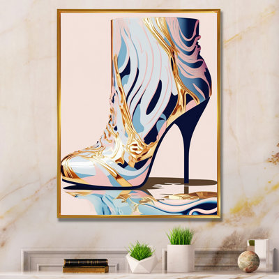 " Pink And Blue Deco High Heel Boots II "
