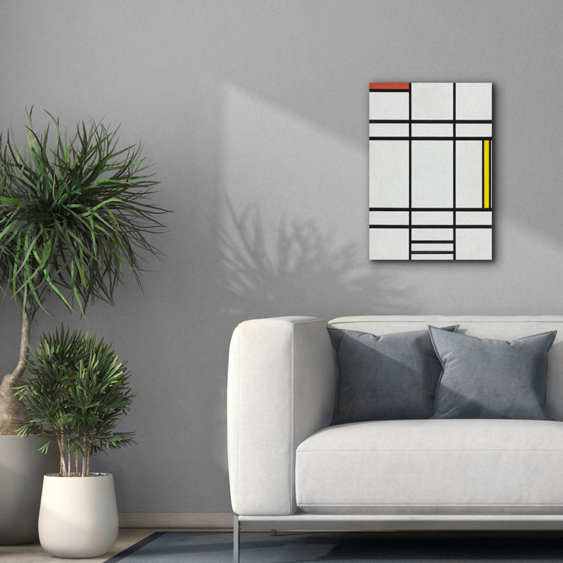 «Composition in White, Red and Yellow, 1936» par Piet Mondrian, estampe numérique sur toile, H 26 po x l 18 po x P 0,75 po