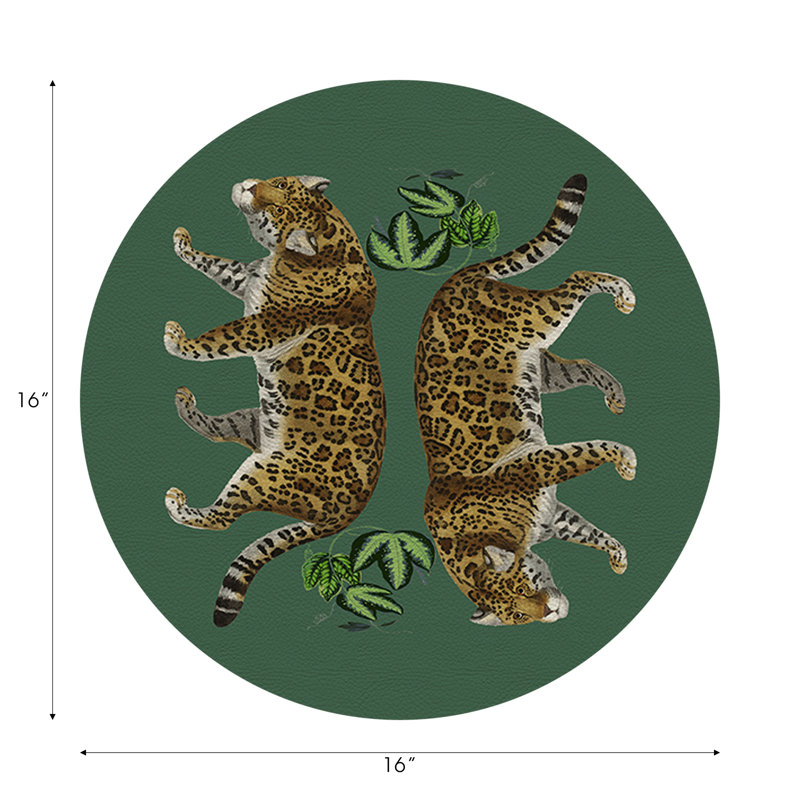 Leopard Seeing Double Pebble 16" Vinyl Placemat, Evergreen