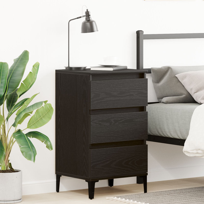 Bedside Cabinet, Black Oak