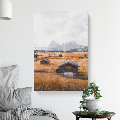 Landscape with Cabins - Wrapped Canvas