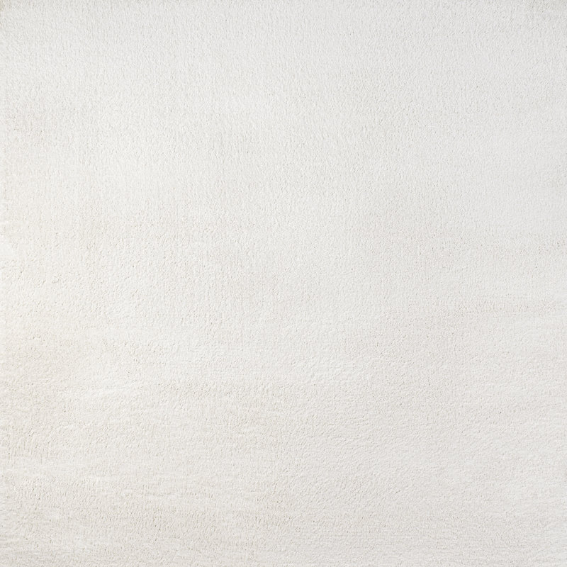 Arcie Solid Low-Pile Ivory Rug, Square 9'