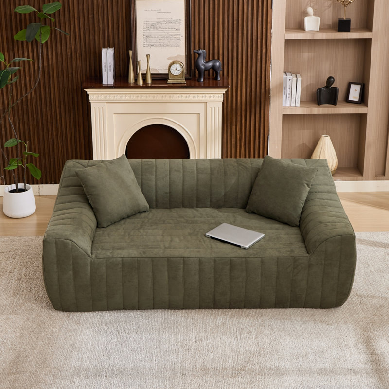 Canapé à compression, causeuse spacieuse moderne en similicuir de 78 pouces pour la maison, Vert