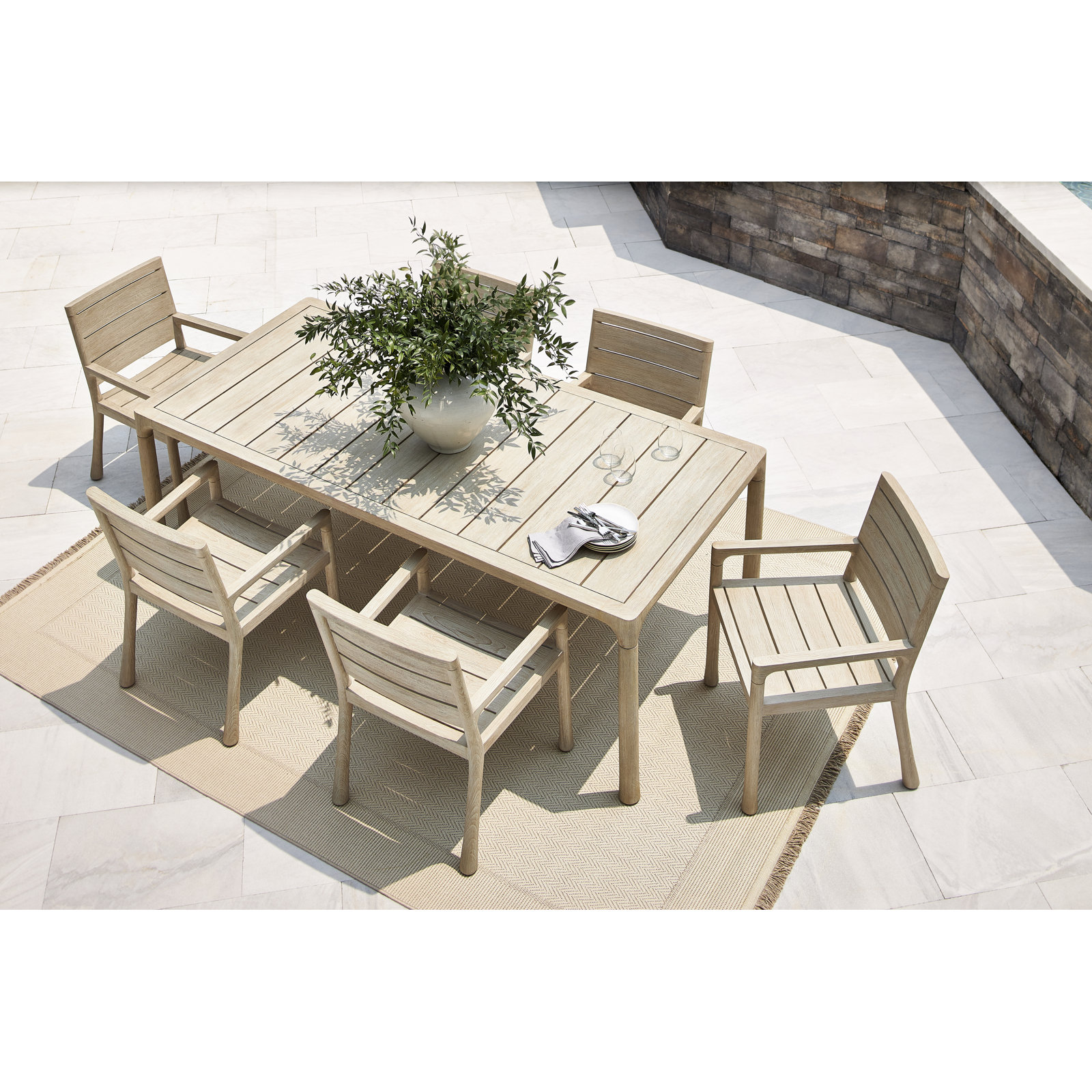 Teak Outdoor Dining Table, 42.5" W x 88.5" L x 30" H