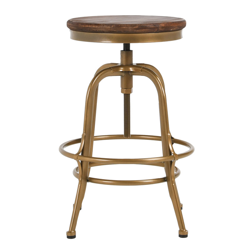 Swivel Solid Wood Adjustable Height Stool, Bronze