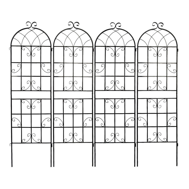 Paquet de 4 treillis de jardin en métal 71 po x 19,7 po antirouille pour plantes grimpantes, Noir