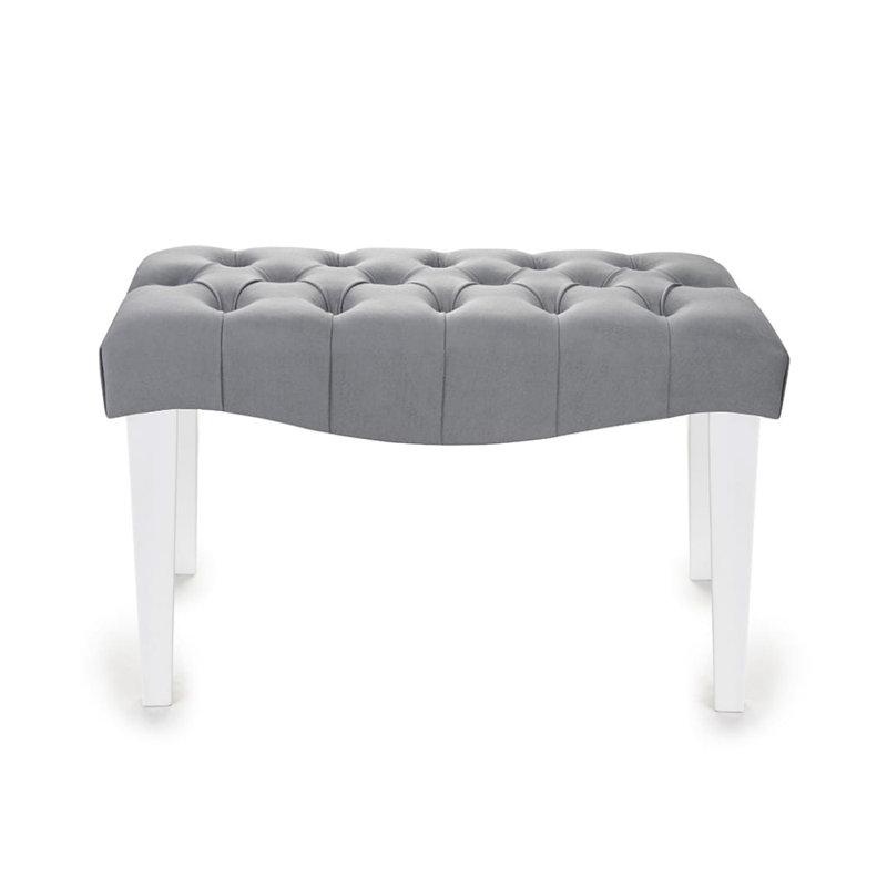 Bedroom Bench Ottoman, Grey/White, H40 x W80 x D35cm