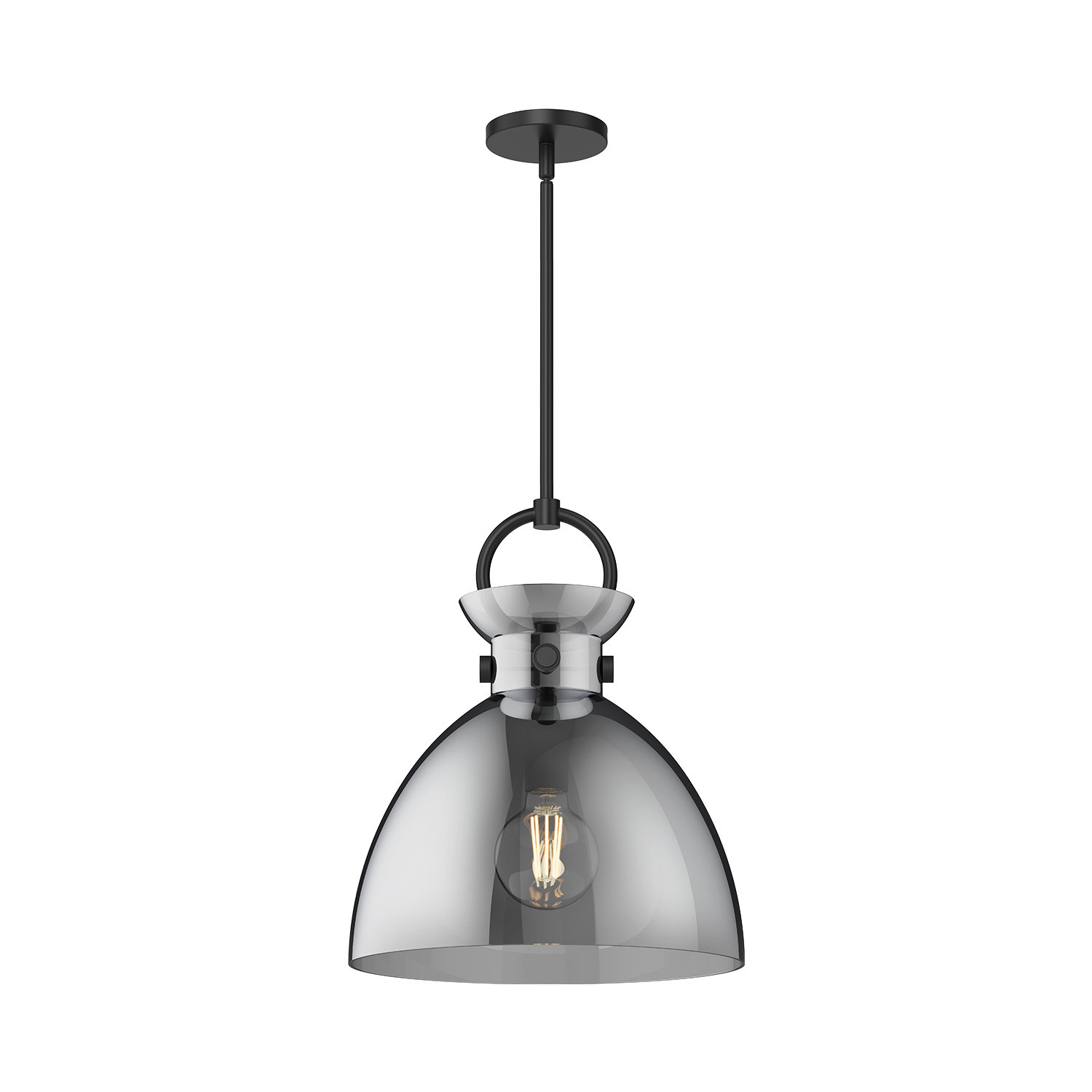 Tinka 1 - Light Pendant, 17.13" H x 14" W x 14" D, Smoked, Matte Black