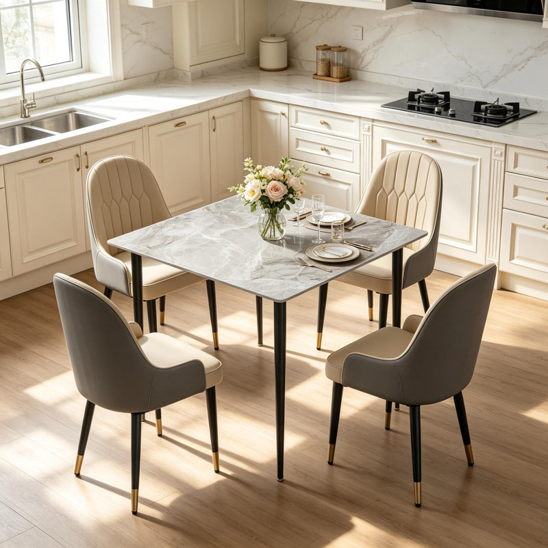 Dining Set, Grey, Light Khaki/Grey