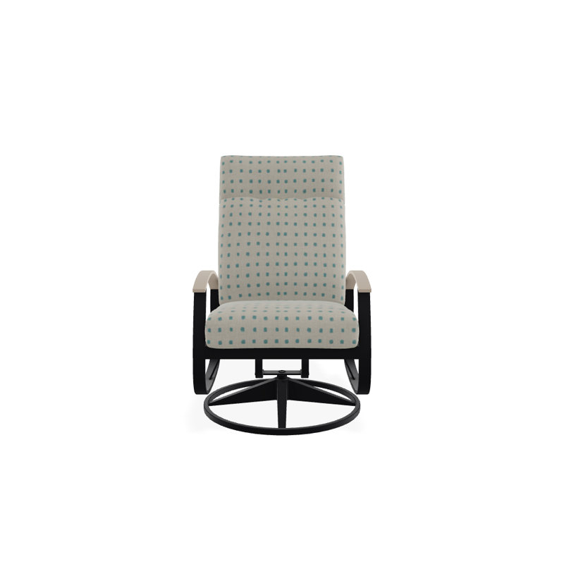 Belle Isle Outdoor Swivel Lounge Chair, Textured Black, Cabana Classic Black Stripe Sunbrella®, Desert P60