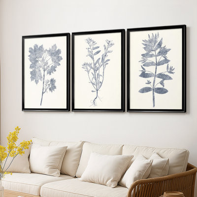 Marine Botanicals I - Toile tendue avec châssis sur mesure - 3 pièces