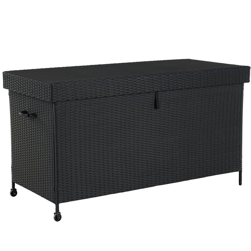 Coffre de terrasse en osier 170 gallons SORIA, Noir
