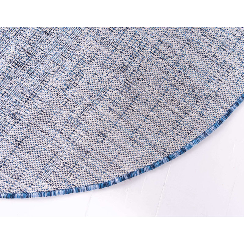 Tapis d'extérieur Iris couleur mer profonde, Rond 4 pi