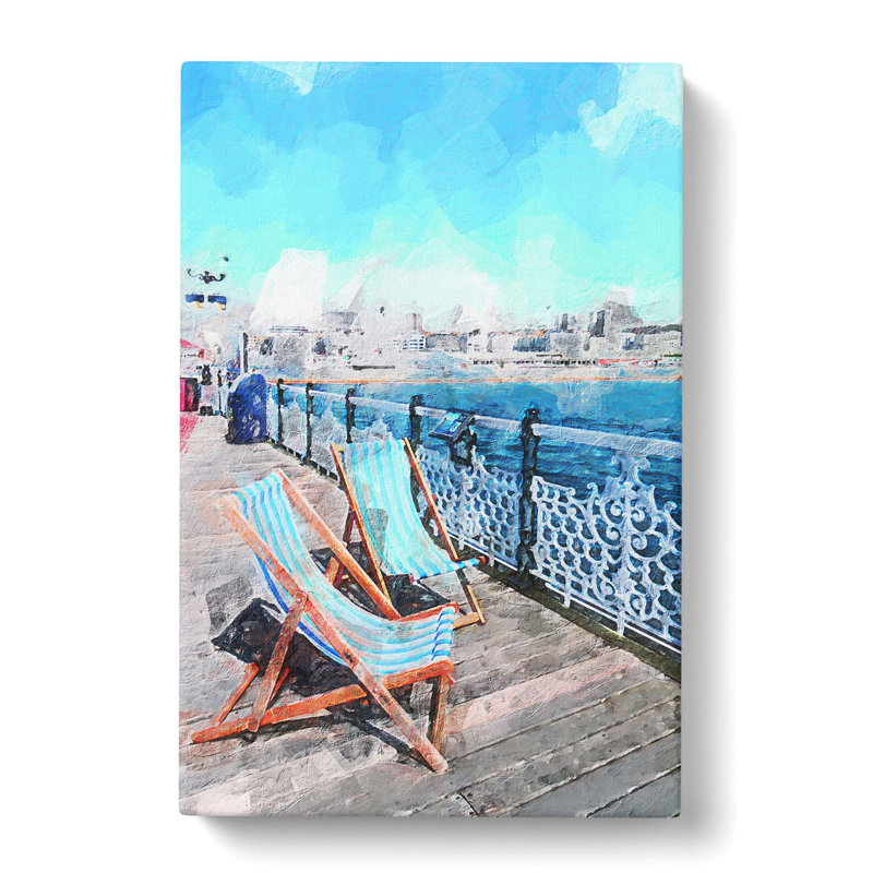 Upon Brighton Beach Pier In Abstract - Wrapped Canvas Painting, 76cm H x 50cm W x 3cm D