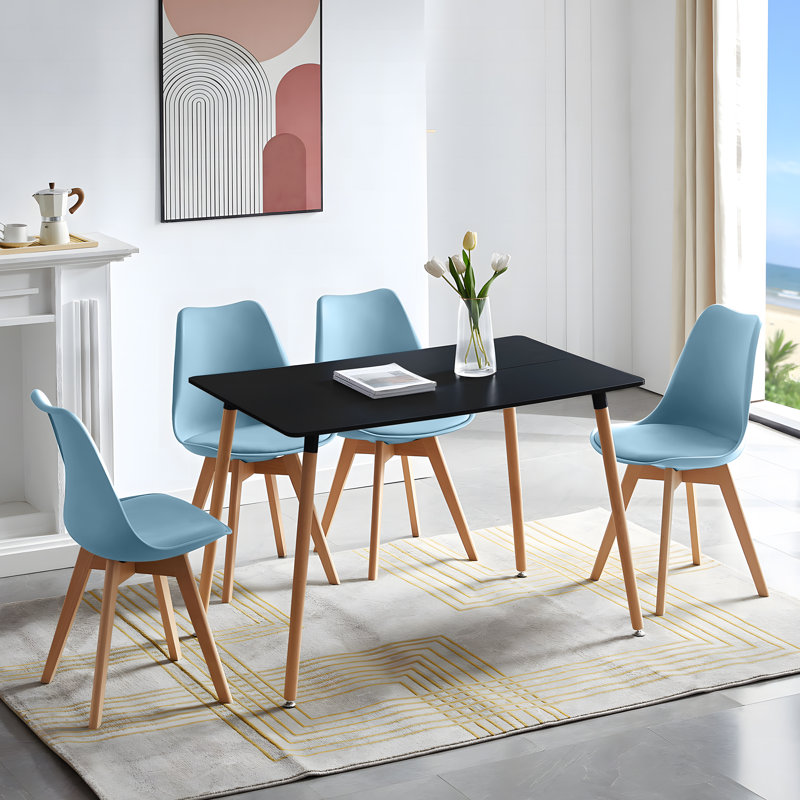 Nero 4 - Person Dining Set, Black, Air Force Blue