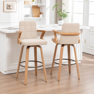 Louise Classic Farmhouse Upholstered Swivel Bar Stools