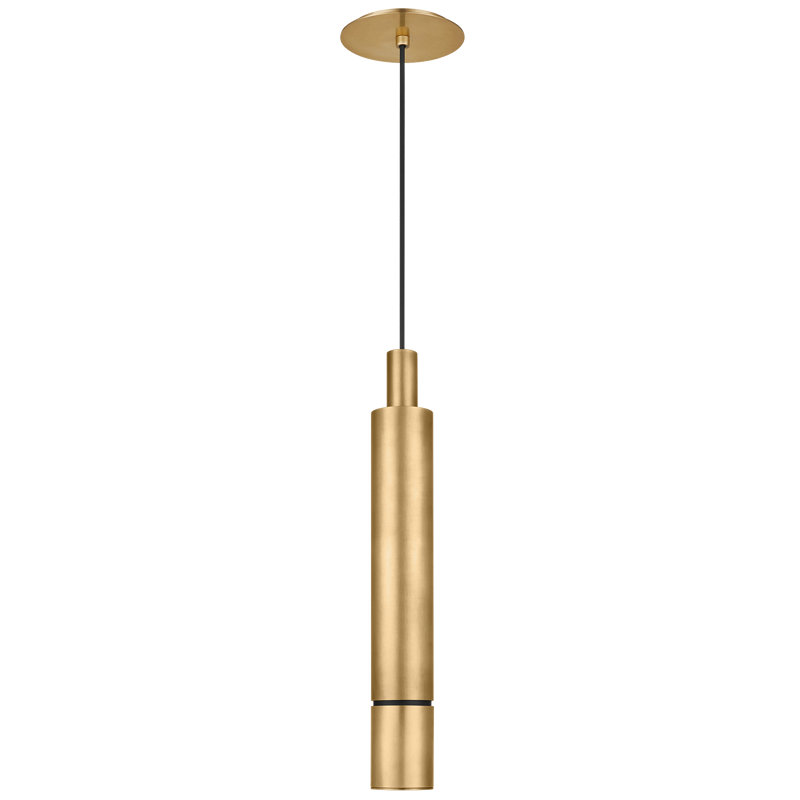 Sottile 1 - Light LED Pendant, 21" H x 3" W x 3" D, Natural Brass