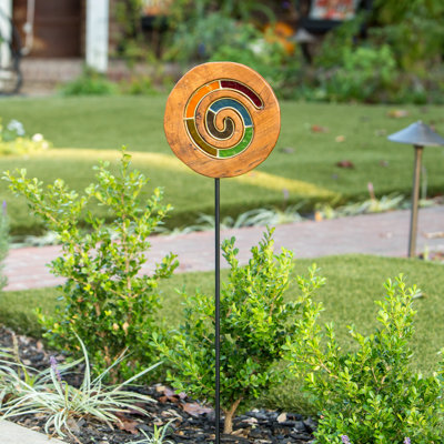 Piquet de jardin en teck en verre teinté en spirale 4 pi