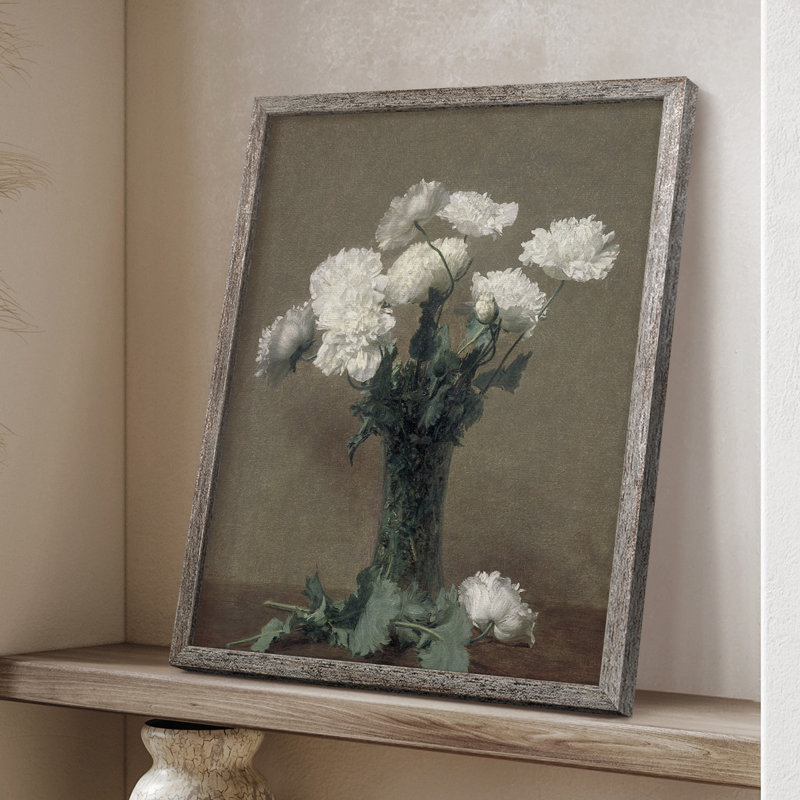 Impression florale vintage encadrée CX III - bois massif, H 15 po x l 12 po