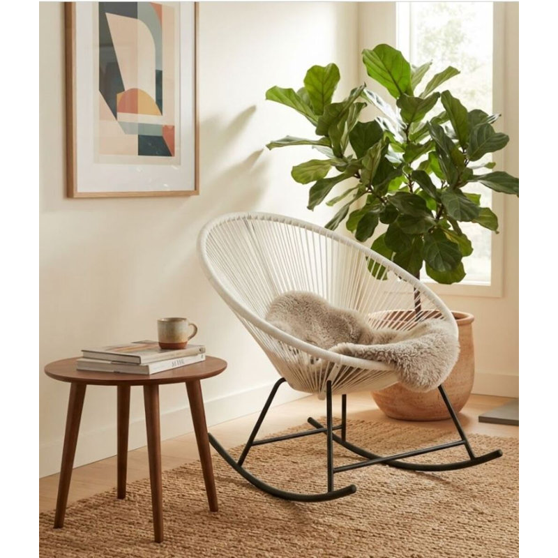 Chaise berçante câblée Bahia, Blanc