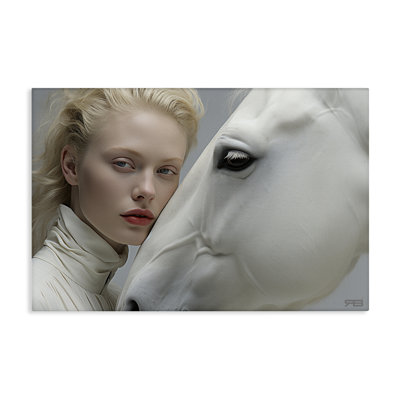 White Horse & Woman Canvas Wall Art by RB