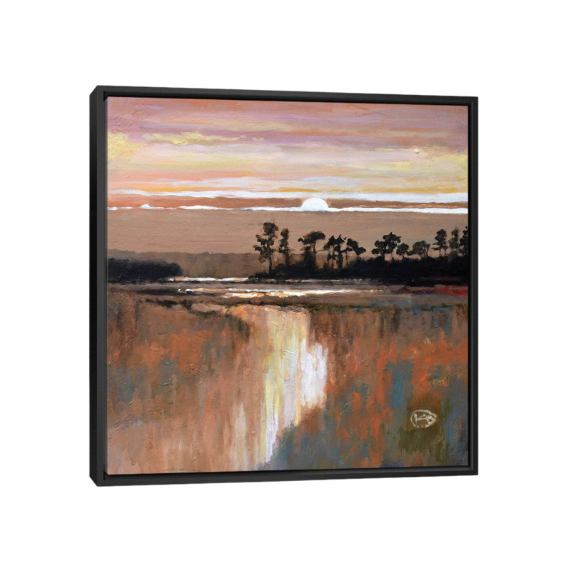 «Low Country Moonrise», reproduction sur toile, H 26 po x l 26 po x P 1,5 po, Toile avec cadre noir