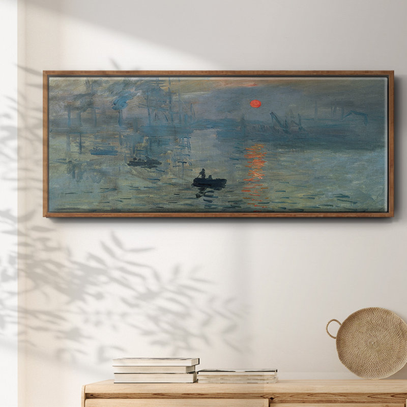 Lever de soleil, H 24 po x l 60 po x P 1,5 po, Toile encadrée noyer flottant