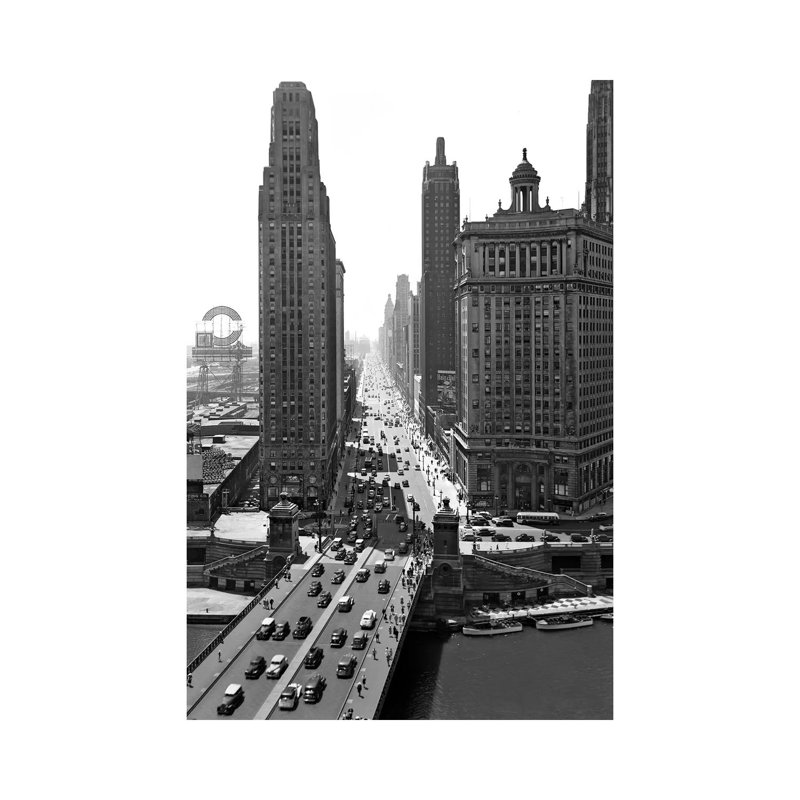 1940s Downtown Skyline Michigan Avenue Chicago Illinois USA 1 Piece Wrapped Canvas Wall Art
