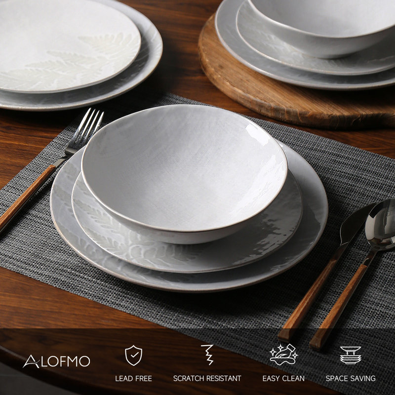 Brainard Irregular 12 Piece Stoneware Dinnerware Set, Service For 4