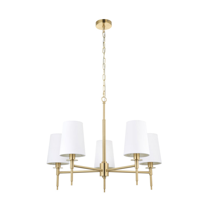Devi 5 - Light Shaded Chandelier, Satin Brass