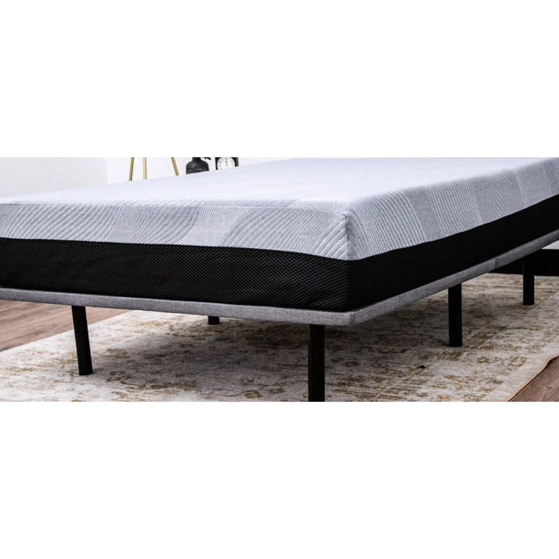 Upholstered Mattress Platform - Black + Gray, Adjustable 6, 1000 Lbs Support, Plywood Base And, Twin XL