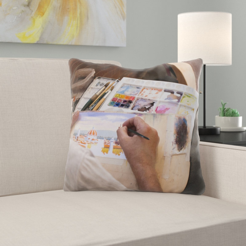 Coussin de jeté avec peintre Martins, Microsuède, Intérieur
