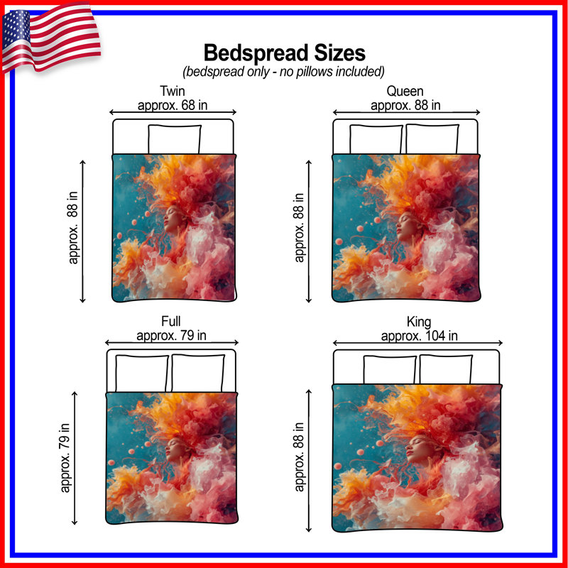 Colourful Underwater Portrait Quilted Bedspread All Sizes, Twin