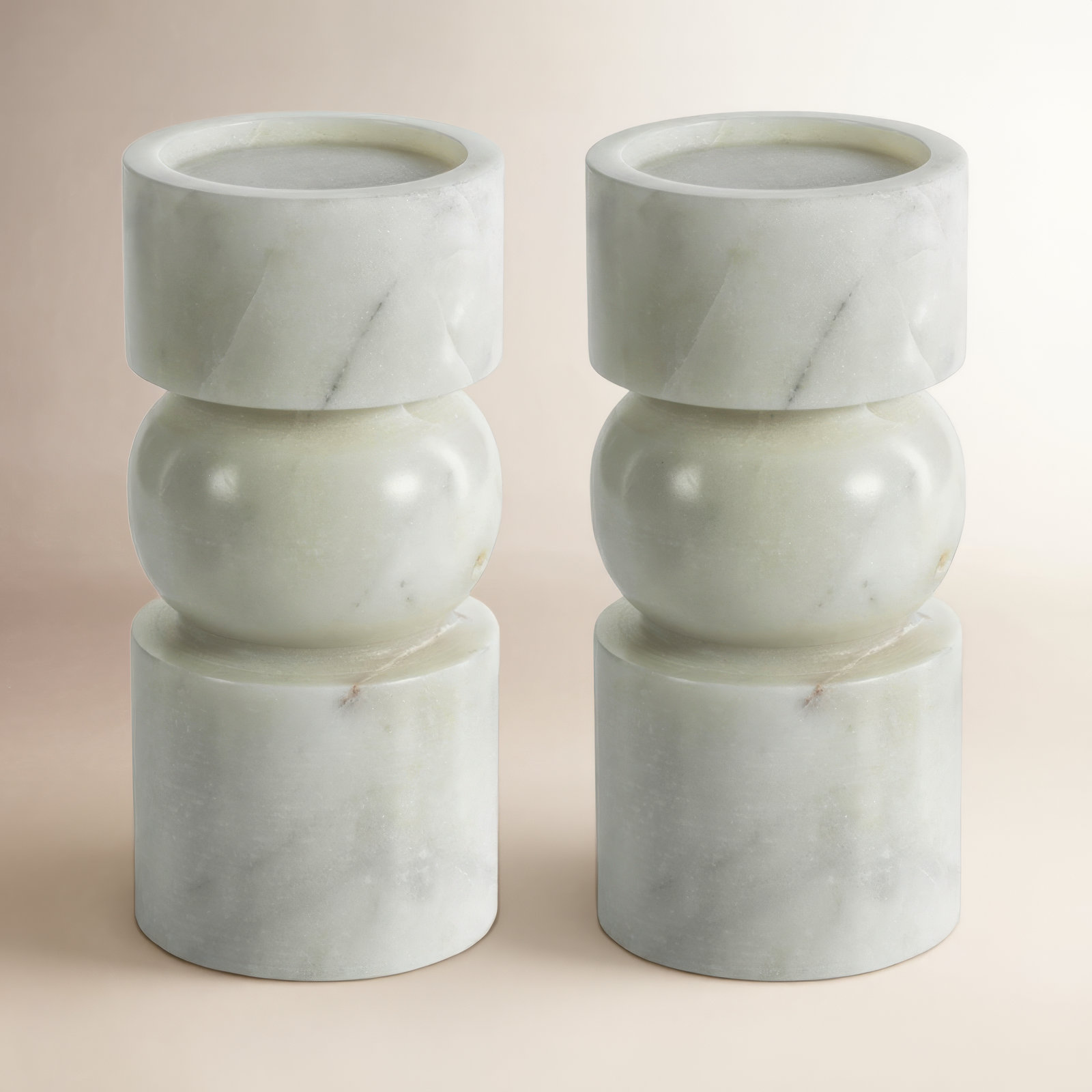 Keaton 2-Piece Genuine Marble Pillar Set, 8" H x 3.75" W x 3.75" D