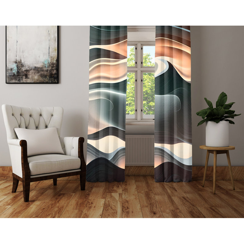 Paire de rideaux semi-transparents en polyester Makbule, L 20 po x L 82 po