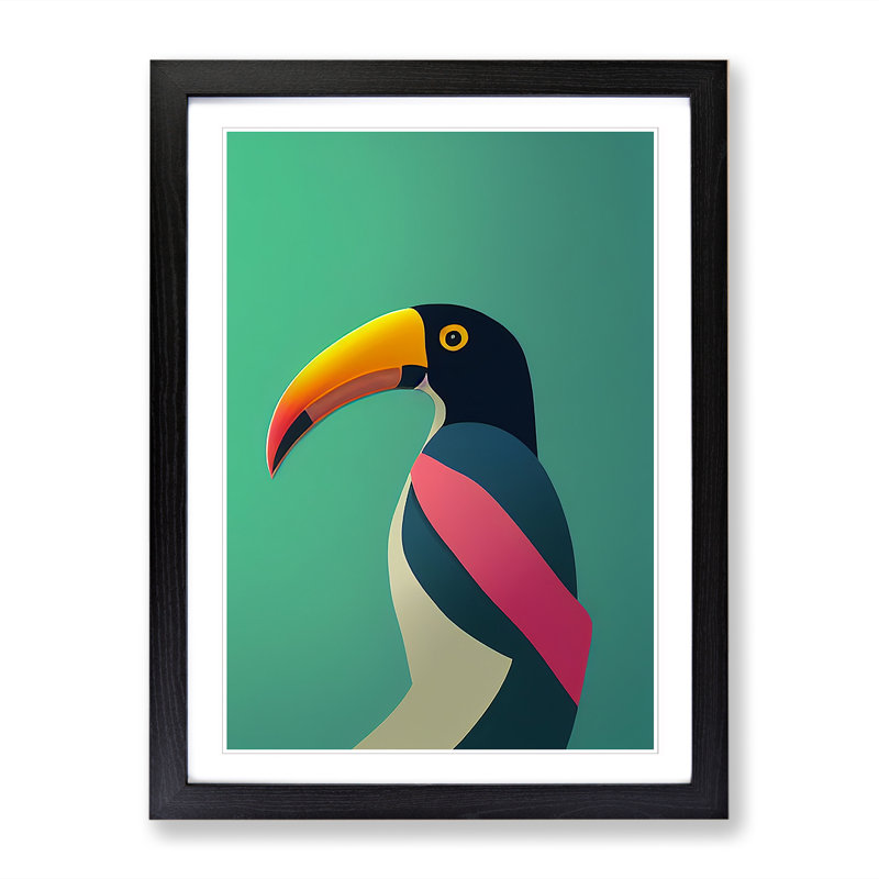 FRM-V0523-2530X Toucan Abstract Vol.8 - Single Picture Frame Print, 64cm H x 46cm W x 2cm D, Black