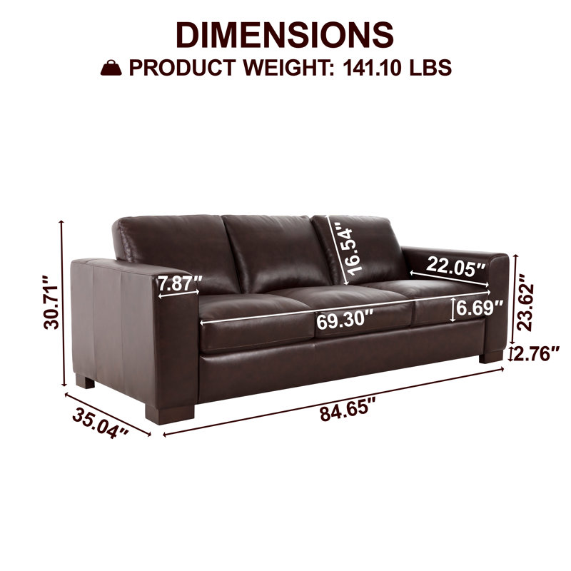 Canapé surdimensionné à assise profonde Ajmy, Cuir véritable espresso