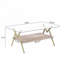 Ensemble de tables basses avec plateau en verre trempé, pieds dorés