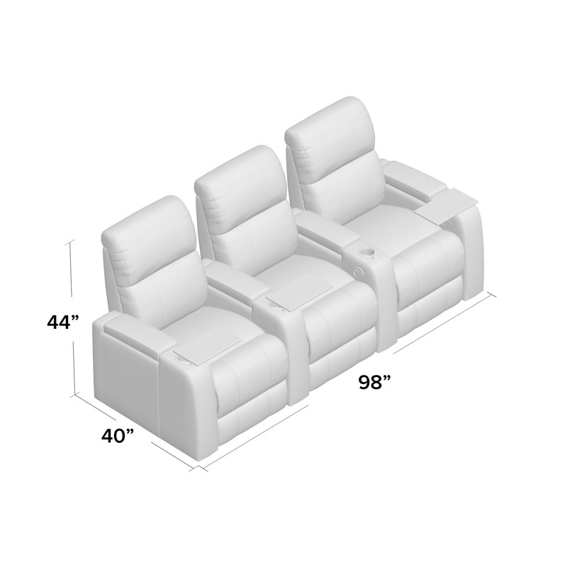 Upholstered Home Theater Seating with Cup Holder, Manual, Luxe Black