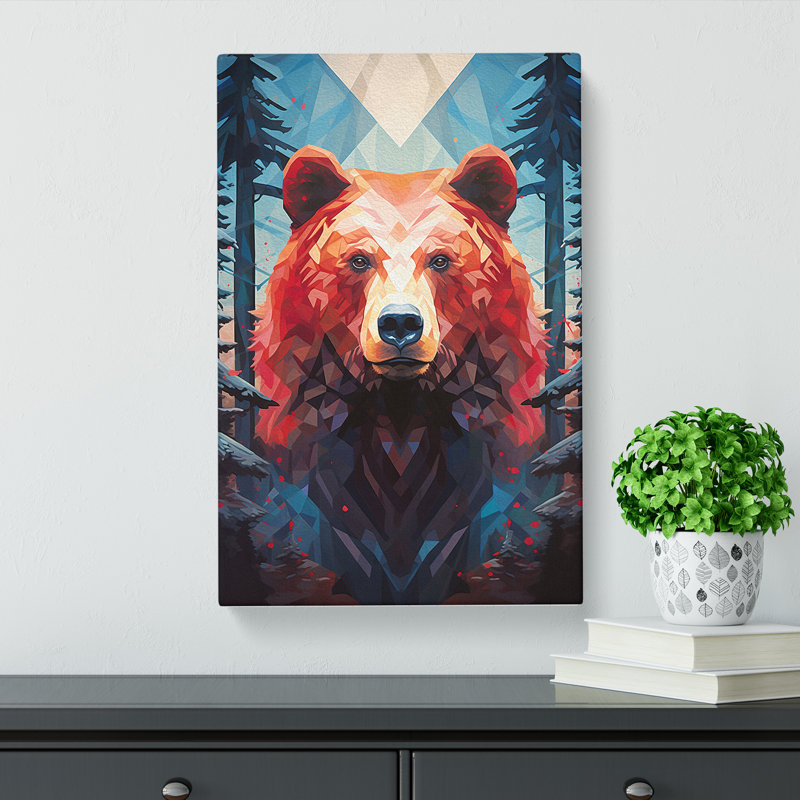 Bear Geometric No.2 - No Frame Art Prints - Wrapped Canvas, 76cm H x 50cm W x 3cm D