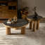 Ensemble de tables basses rondes en bois manufacturé noir Retro